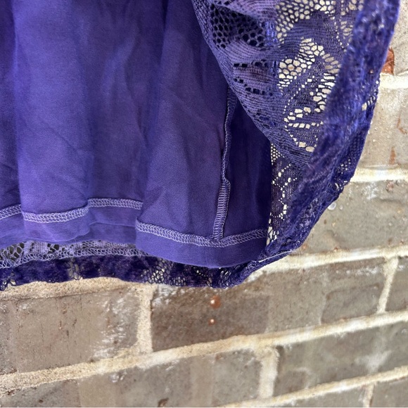 Anthropologie Parvati Purple Lace Top Blouse Short Sleeve Lined Women Sz Medium - Picture 4 of 9